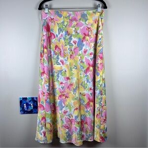 Lucy Paris Floral Flowers Midi Skirt Fairycore Pull-on Feminine Size Large